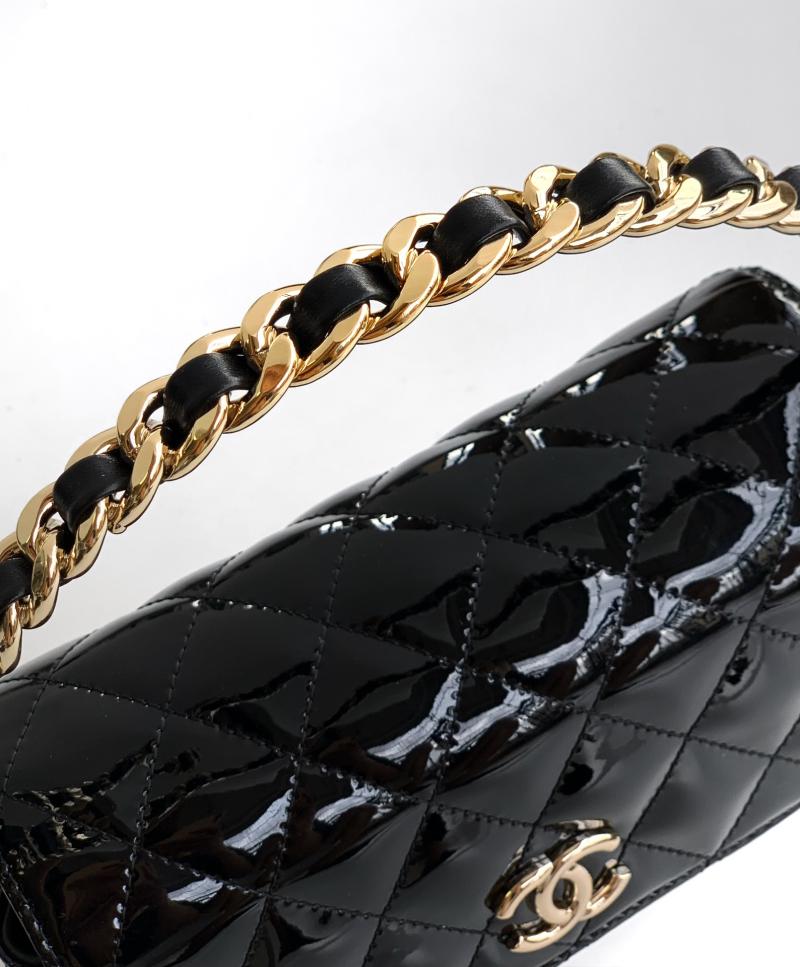 Chanel Patent Leather Clutch Black AS2506