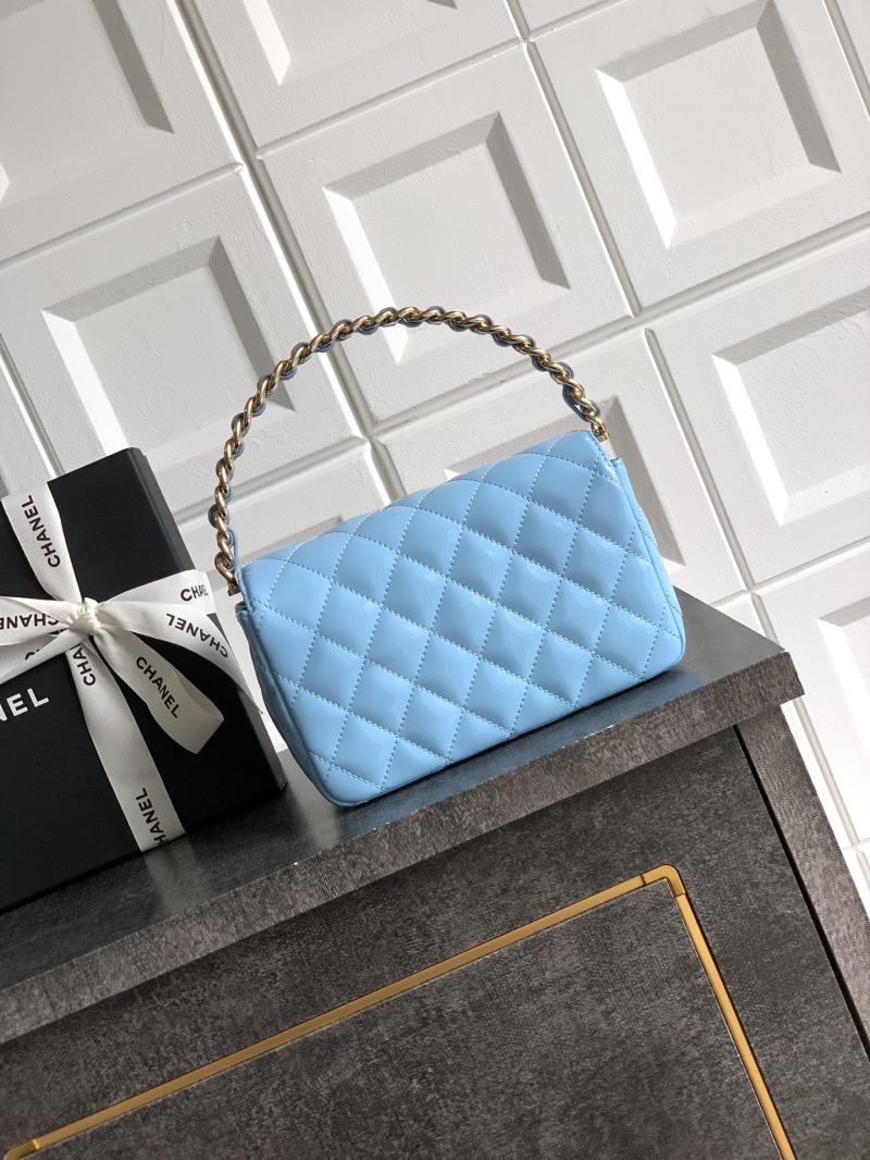 Chanel Patent Leather Clutch Blue AS2506