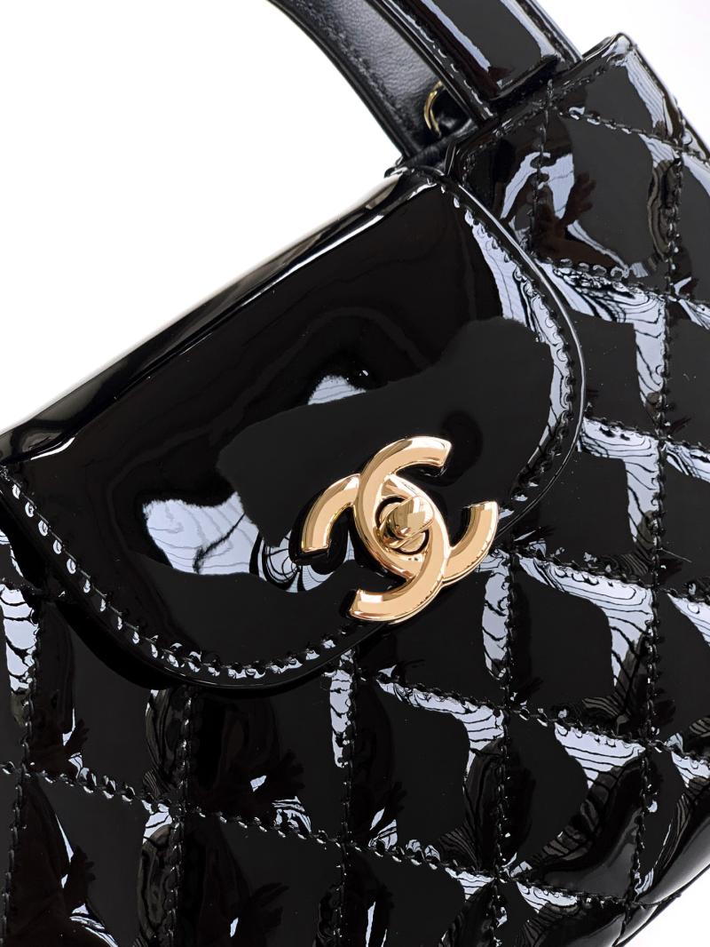 Chanel Patent Mini Kelly Shopping Bag Black AS4416