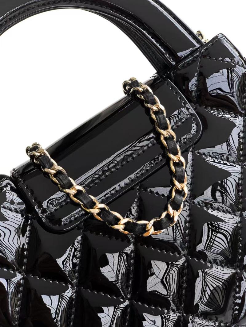 Chanel Patent Mini Kelly Shopping Bag Black AS4416