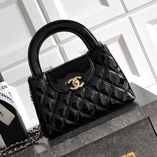 Chanel Patent Mini Kelly Shopping Bag Black AS4416