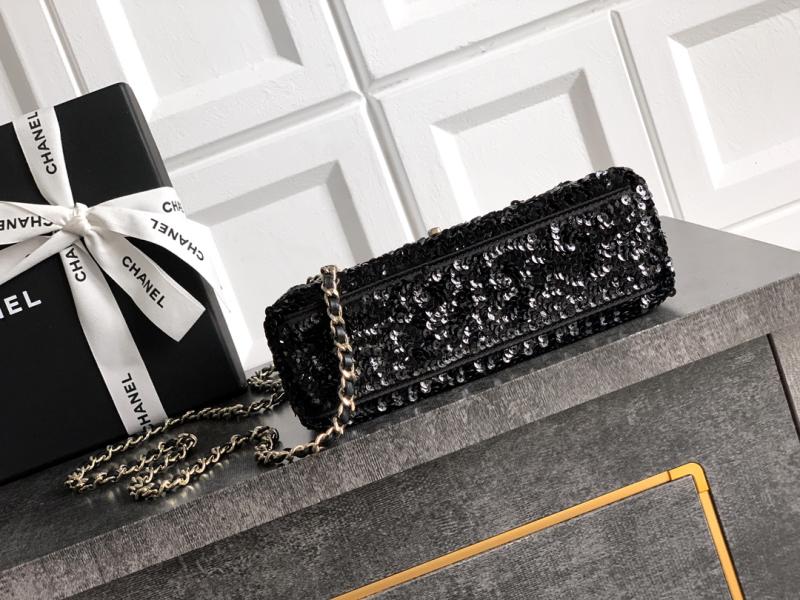 Chanel Sequins Mini Kelly Shopping Bag Black AS4416