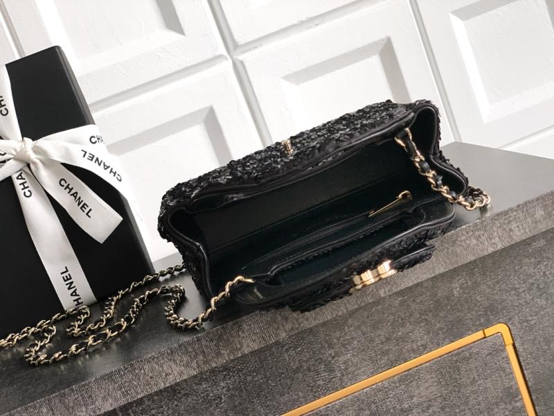 Chanel Sequins Mini Kelly Shopping Bag Black AS4416