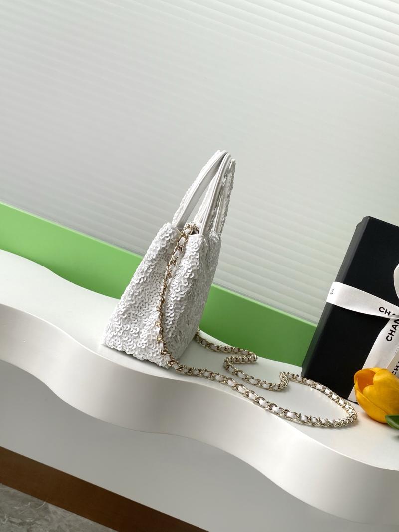 Chanel Sequins Mini Kelly Shopping Bag White AS4416