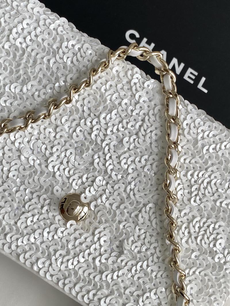 Chanel Sequins Mini Kelly Shopping Bag White AS4416