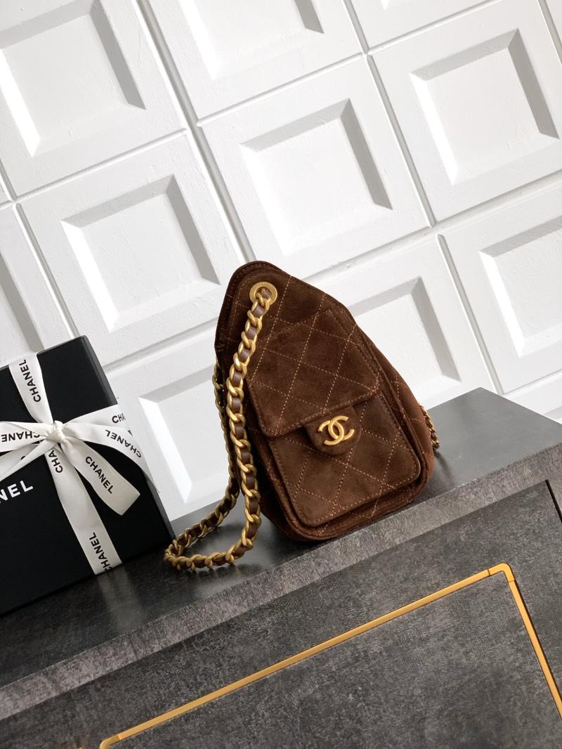 Chanel Suede 25 Mini Handbag Brown AS5292