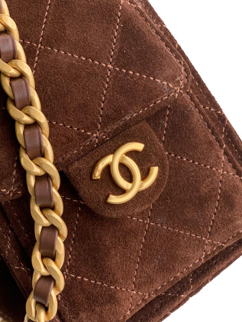 Chanel Suede 25 Mini Handbag Brown AS5292