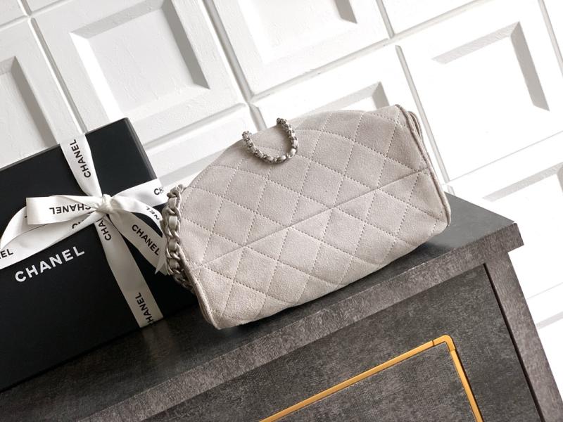 Chanel Suede 25 Mini Handbag Grey with Silver AS5292