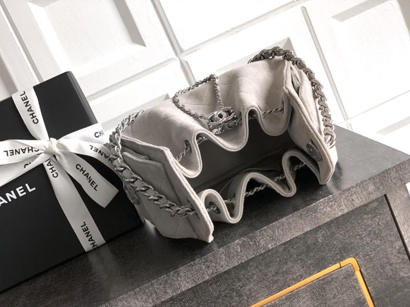 Chanel Suede 25 Mini Handbag Grey with Silver AS5292