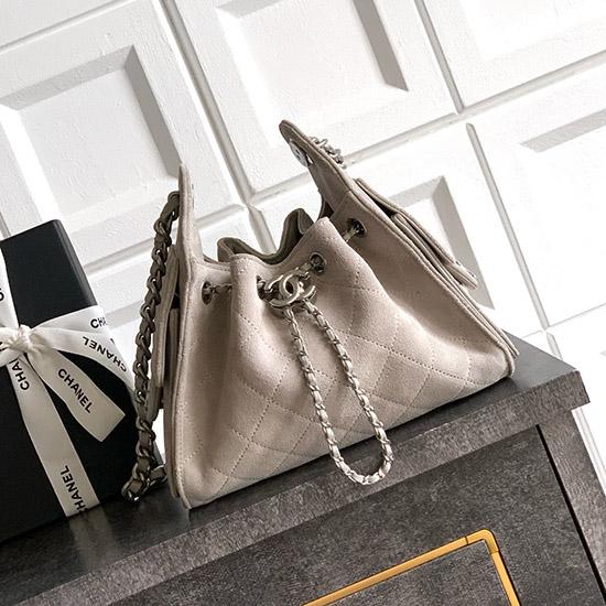 Chanel Suede 25 Mini Handbag Grey with Silver AS5292