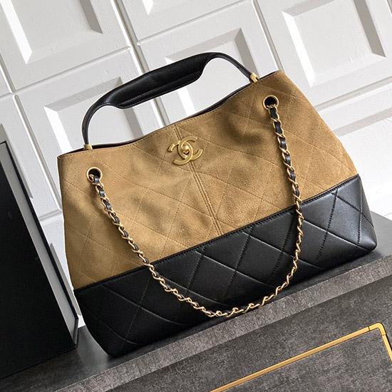 Chanel Suede Shoulder Bag Camel AS61001