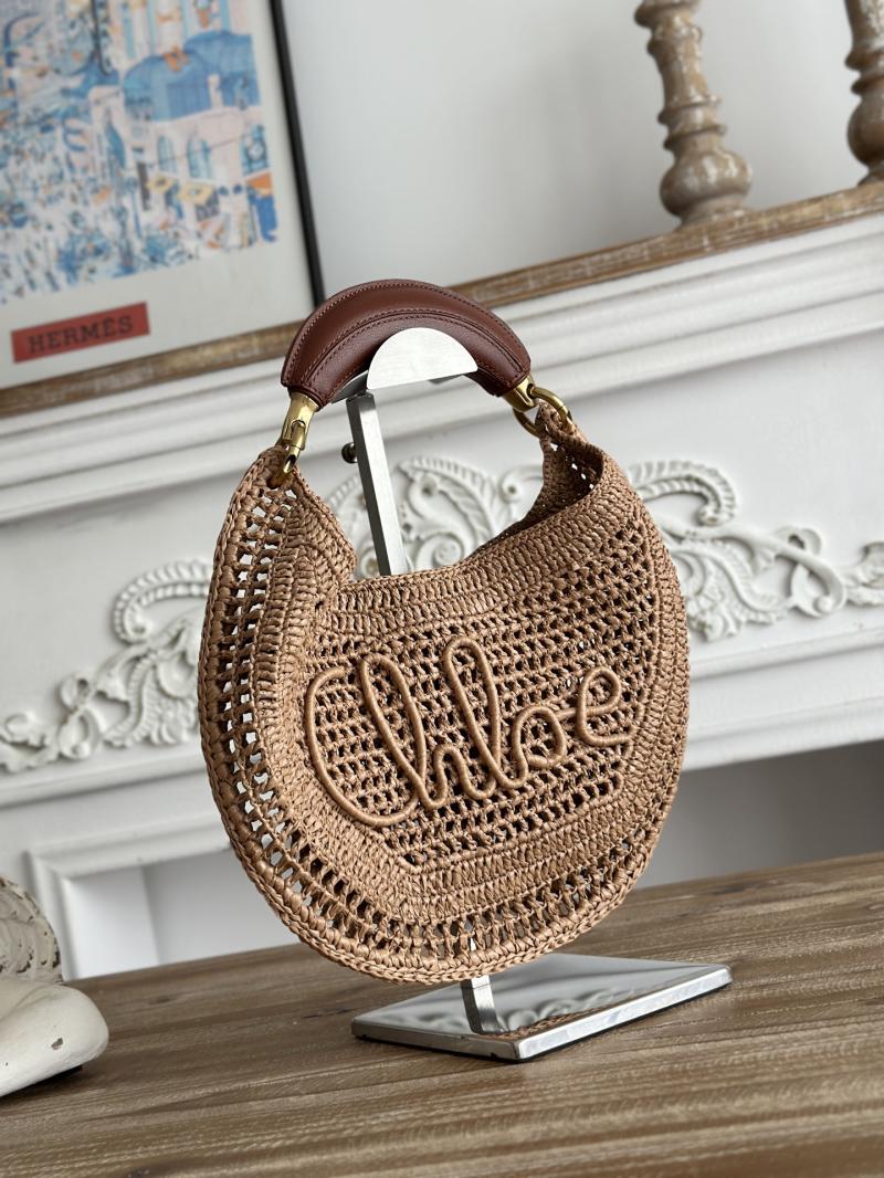Chloe Raffia Summer Banana hobo bag Beige CH1668
