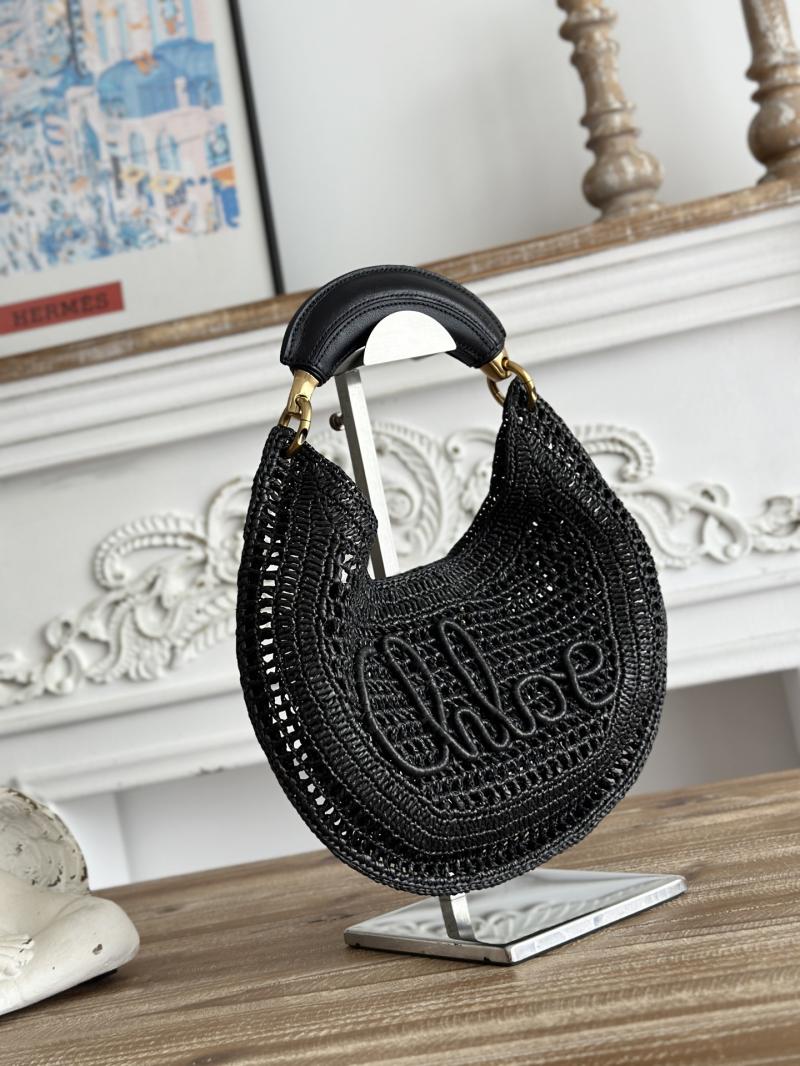 Chloe Raffia Summer Banana hobo bag Black CH1668