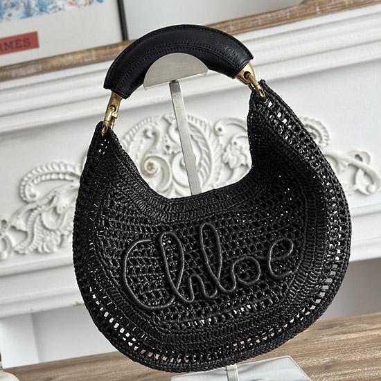 Chloe Raffia Summer Banana hobo bag Black CH1668