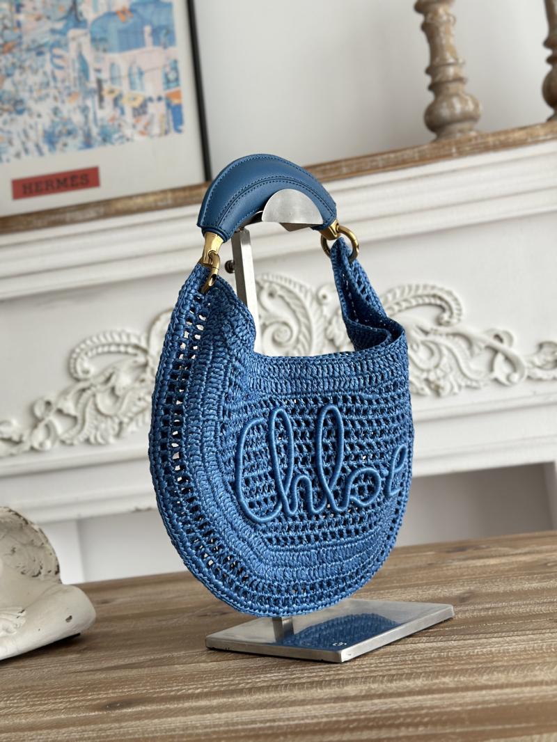 Chloe Raffia Summer Banana hobo bag Blue CH1668