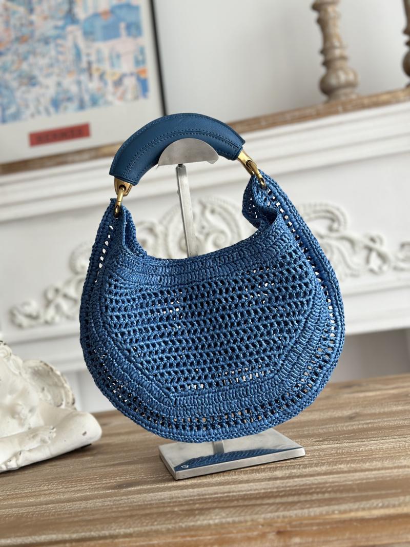 Chloe Raffia Summer Banana hobo bag Blue CH1668