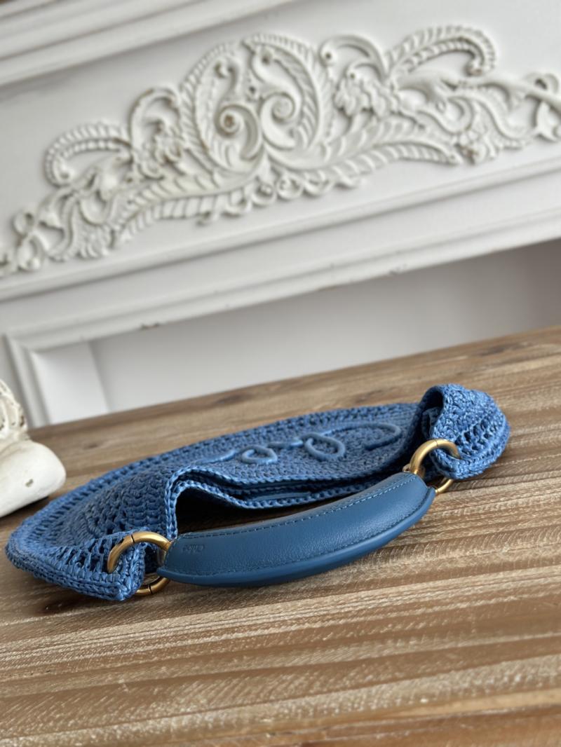 Chloe Raffia Summer Banana hobo bag Blue CH1668