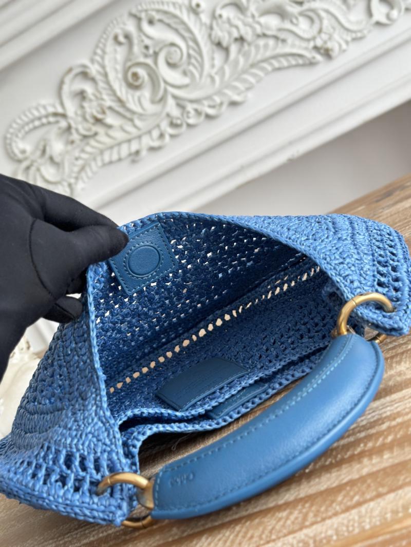 Chloe Raffia Summer Banana hobo bag Blue CH1668