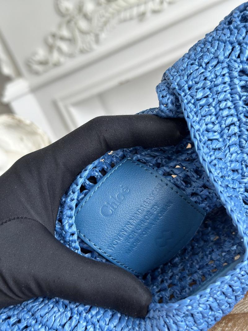 Chloe Raffia Summer Banana hobo bag Blue CH1668