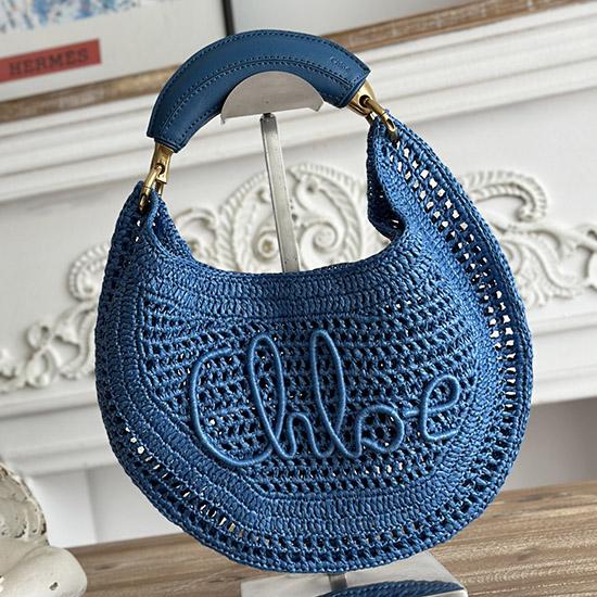 Chloe Raffia Summer Banana hobo bag Blue CH1668