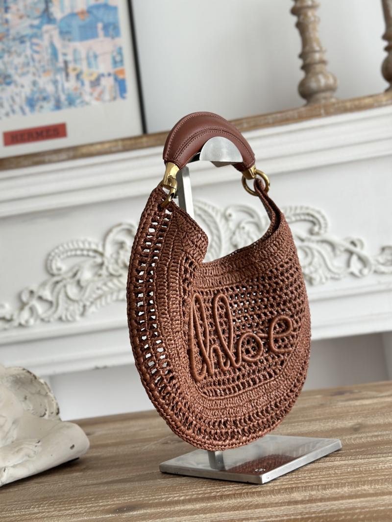 Chloe Raffia Summer Banana hobo bag Brown CH1668