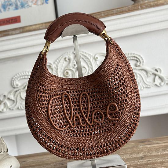 Chloe Raffia Summer Banana hobo bag Brown CH1668