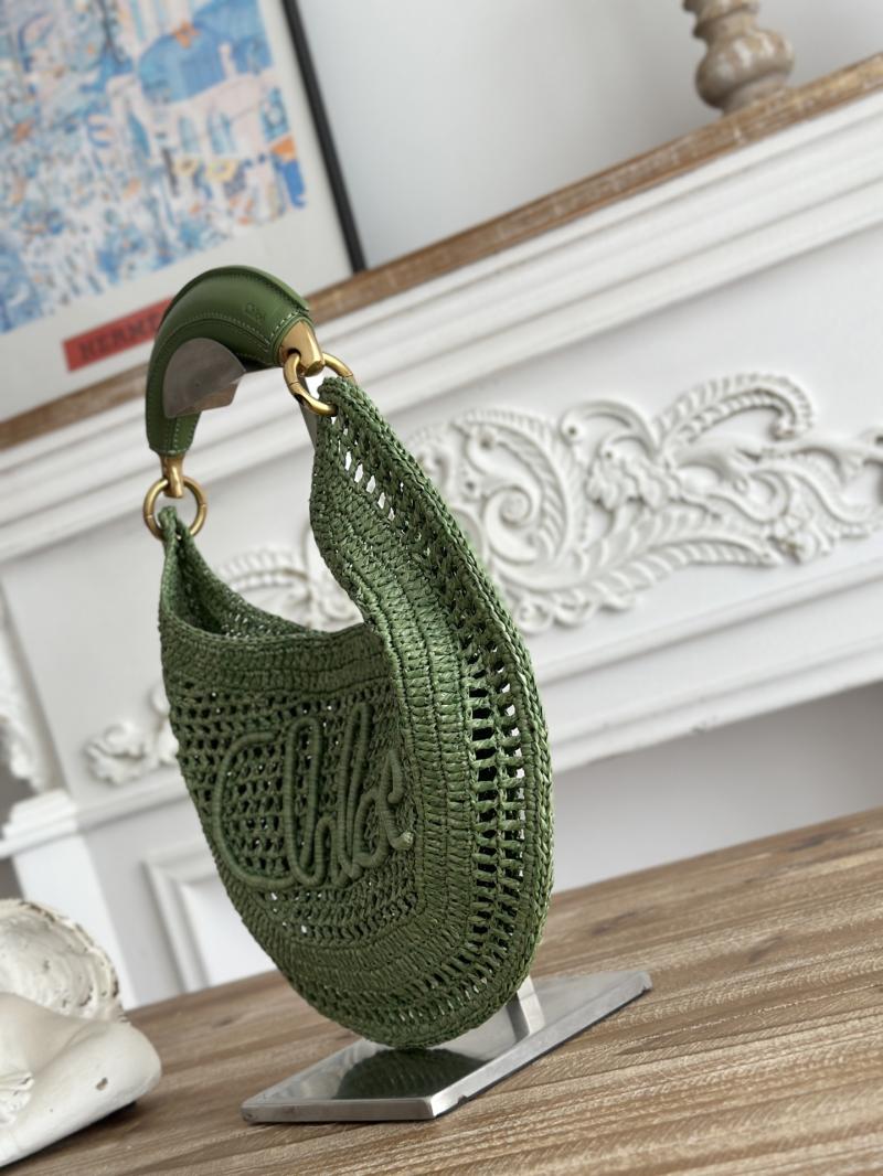 Chloe Raffia Summer Banana hobo bag Green CH1668