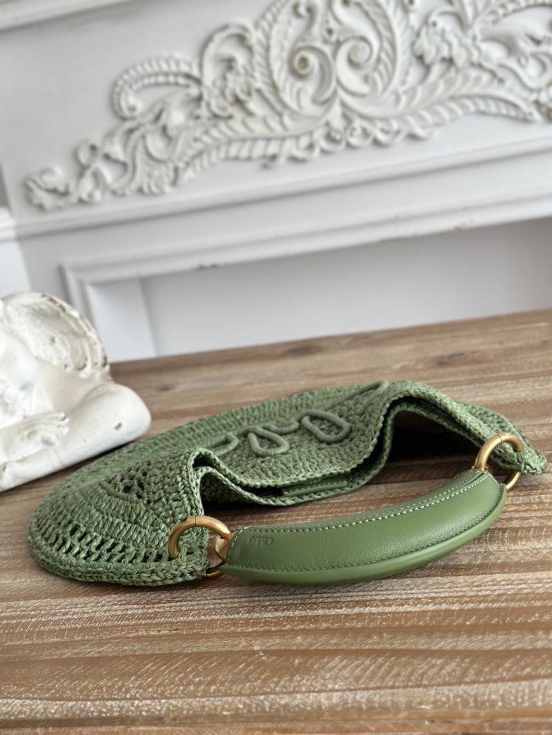 Chloe Raffia Summer Banana hobo bag Green CH1668