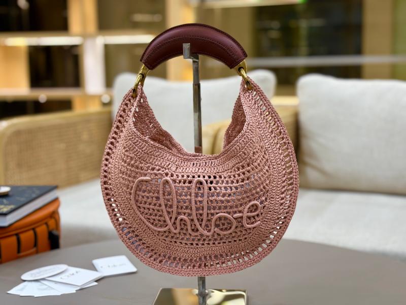 Chloe Raffia Summer Banana hobo bag Pink CH1668
