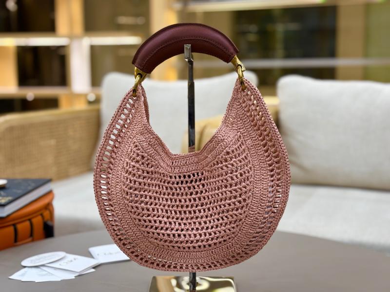 Chloe Raffia Summer Banana hobo bag Pink CH1668