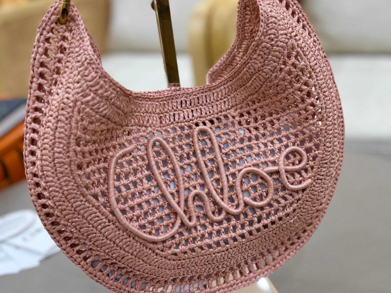 Chloe Raffia Summer Banana hobo bag Pink CH1668