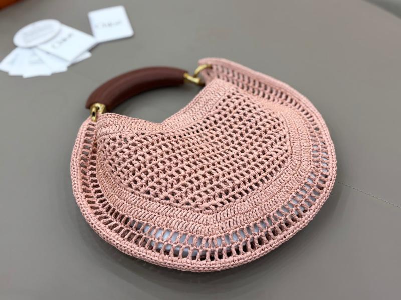 Chloe Raffia Summer Banana hobo bag Pink CH1668
