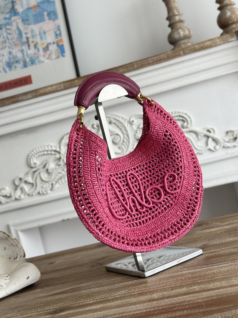 Chloe Raffia Summer Banana hobo bag Rose CH1668