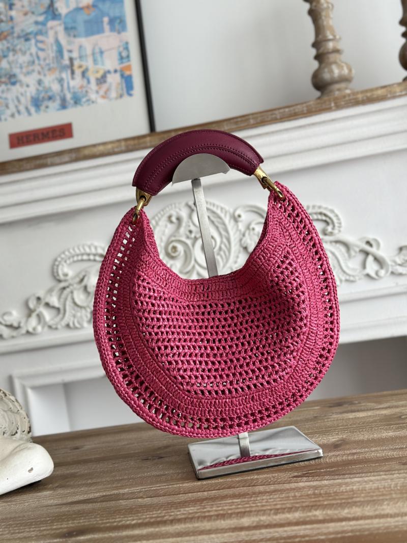 Chloe Raffia Summer Banana hobo bag Rose CH1668