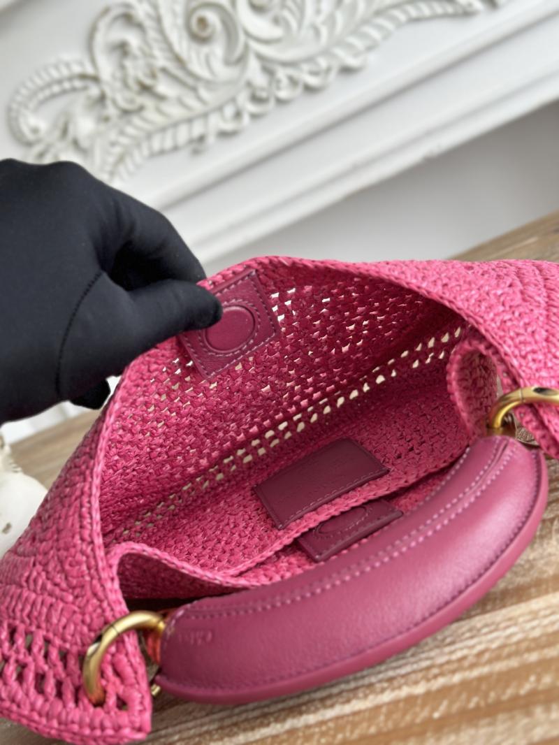 Chloe Raffia Summer Banana hobo bag Rose CH1668