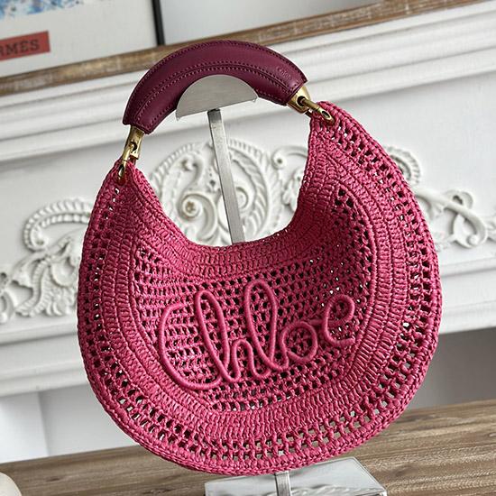 Chloe Raffia Summer Banana hobo bag Rose CH1668