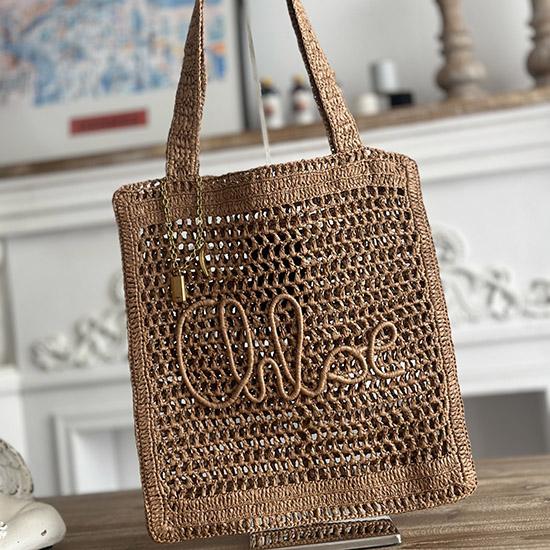 Chloe Raffia Summer Banana tote bag Beige CH25U