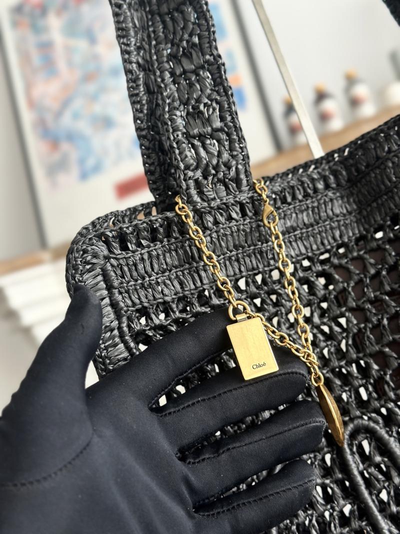 Chloe Raffia Summer Banana tote bag Black CH25U