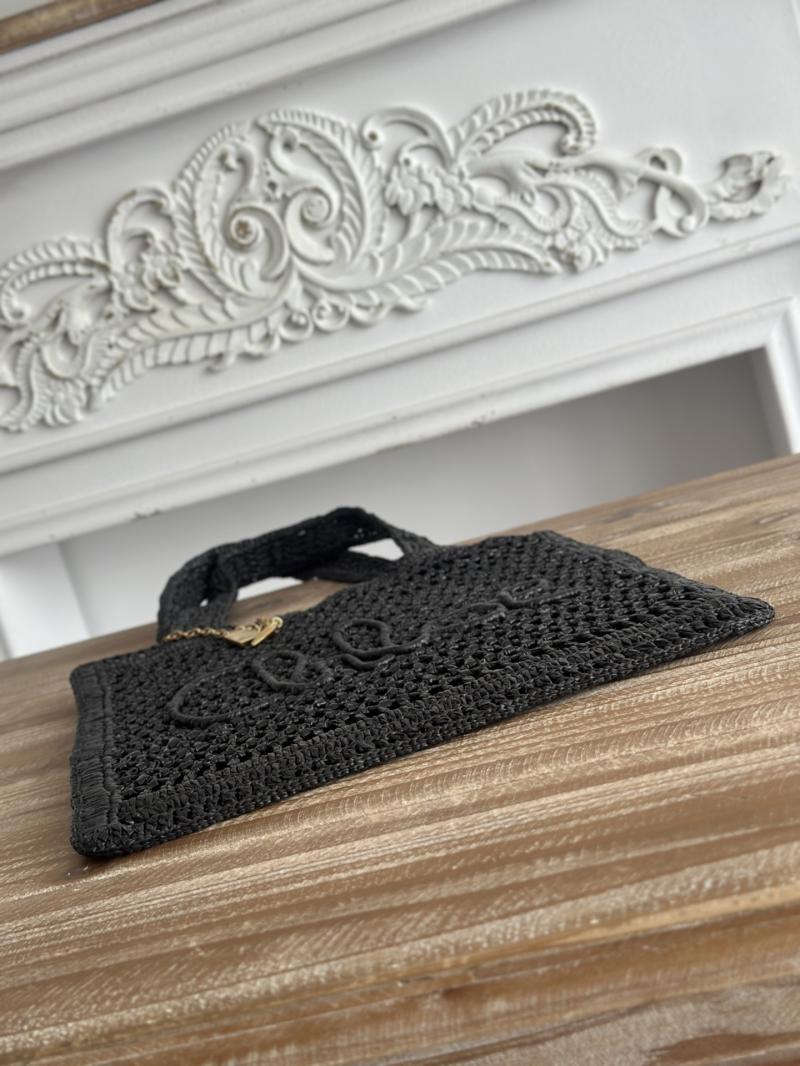 Chloe Raffia Summer Banana tote bag Black CH25U