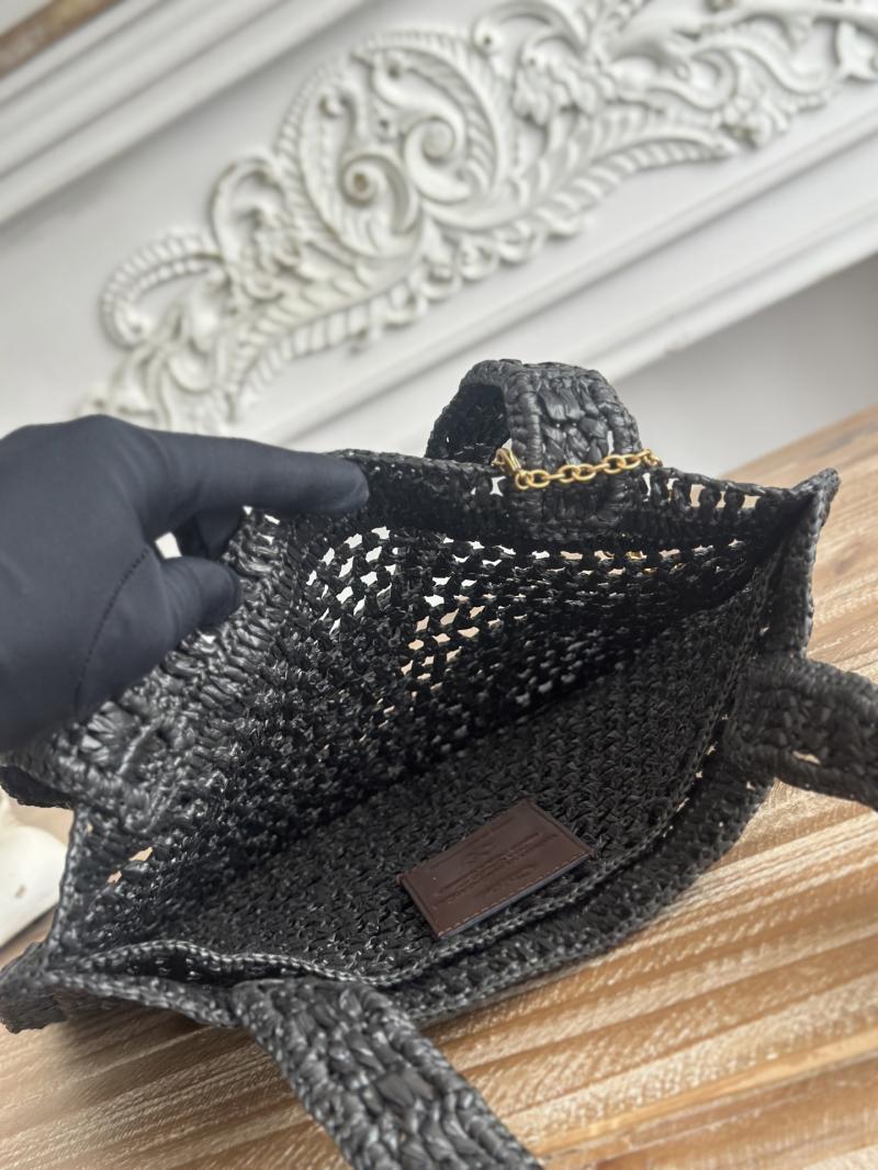Chloe Raffia Summer Banana tote bag Black CH25U
