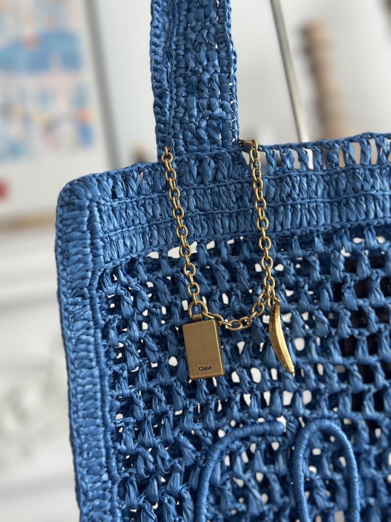 Chloe Raffia Summer Banana tote bag Blue CH25U