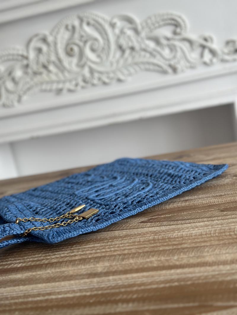 Chloe Raffia Summer Banana tote bag Blue CH25U