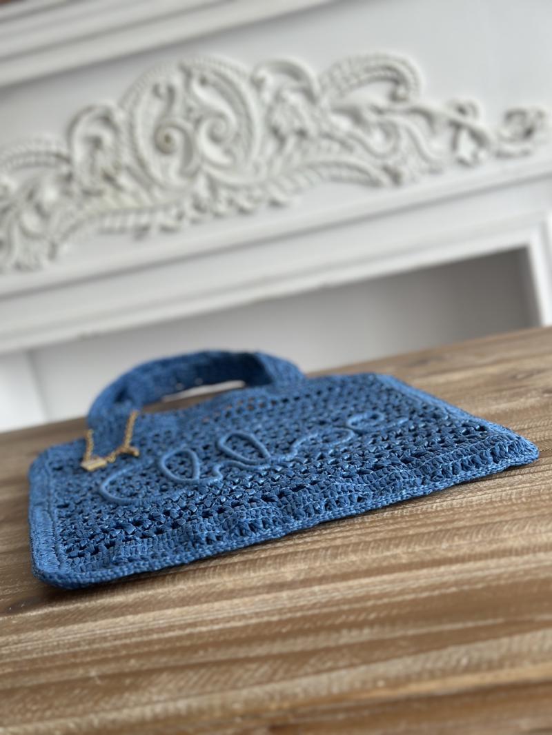 Chloe Raffia Summer Banana tote bag Blue CH25U