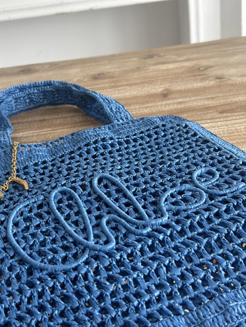Chloe Raffia Summer Banana tote bag Blue CH25U