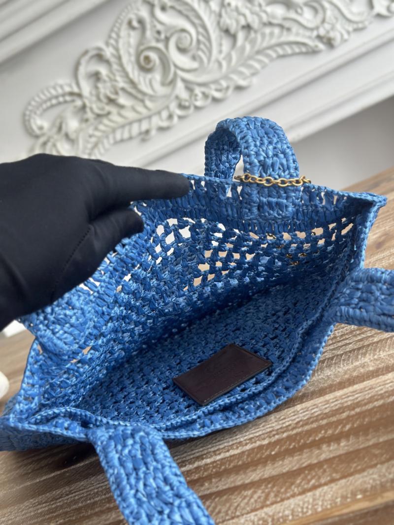 Chloe Raffia Summer Banana tote bag Blue CH25U