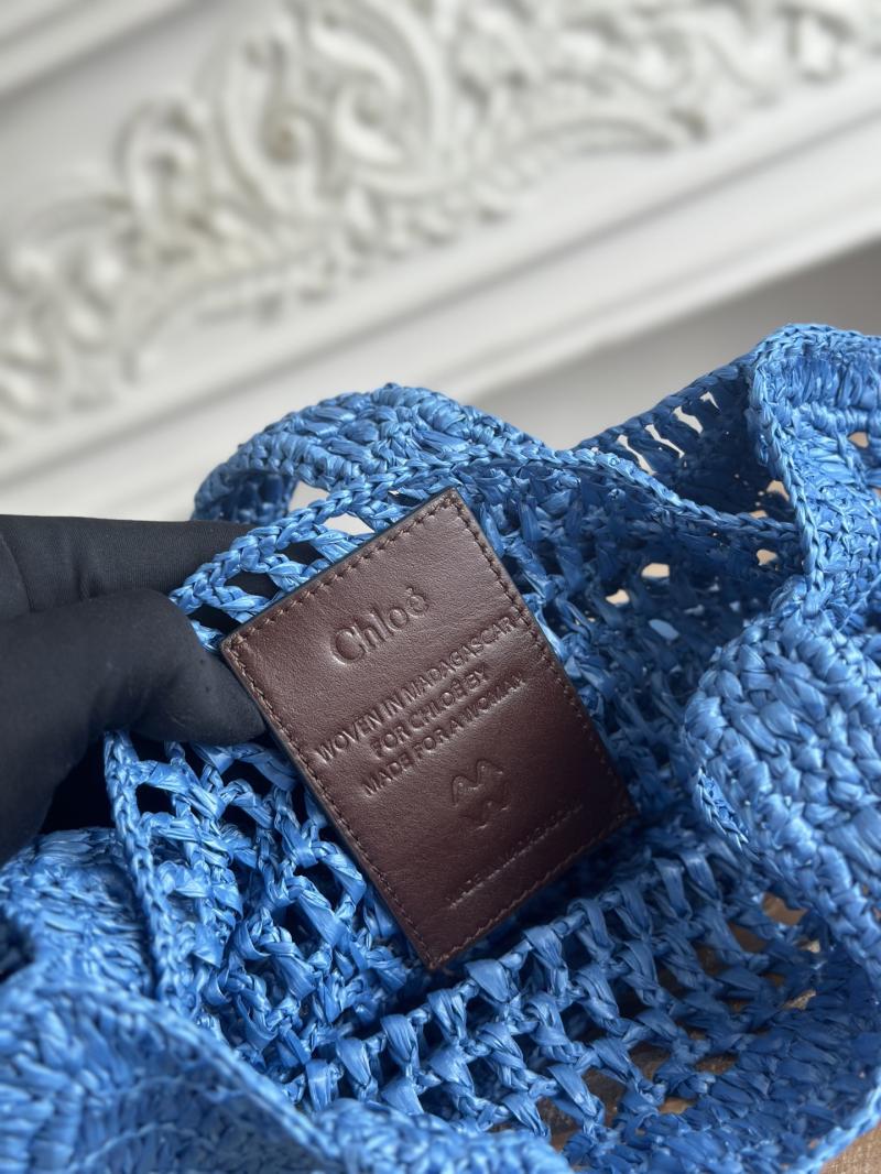 Chloe Raffia Summer Banana tote bag Blue CH25U