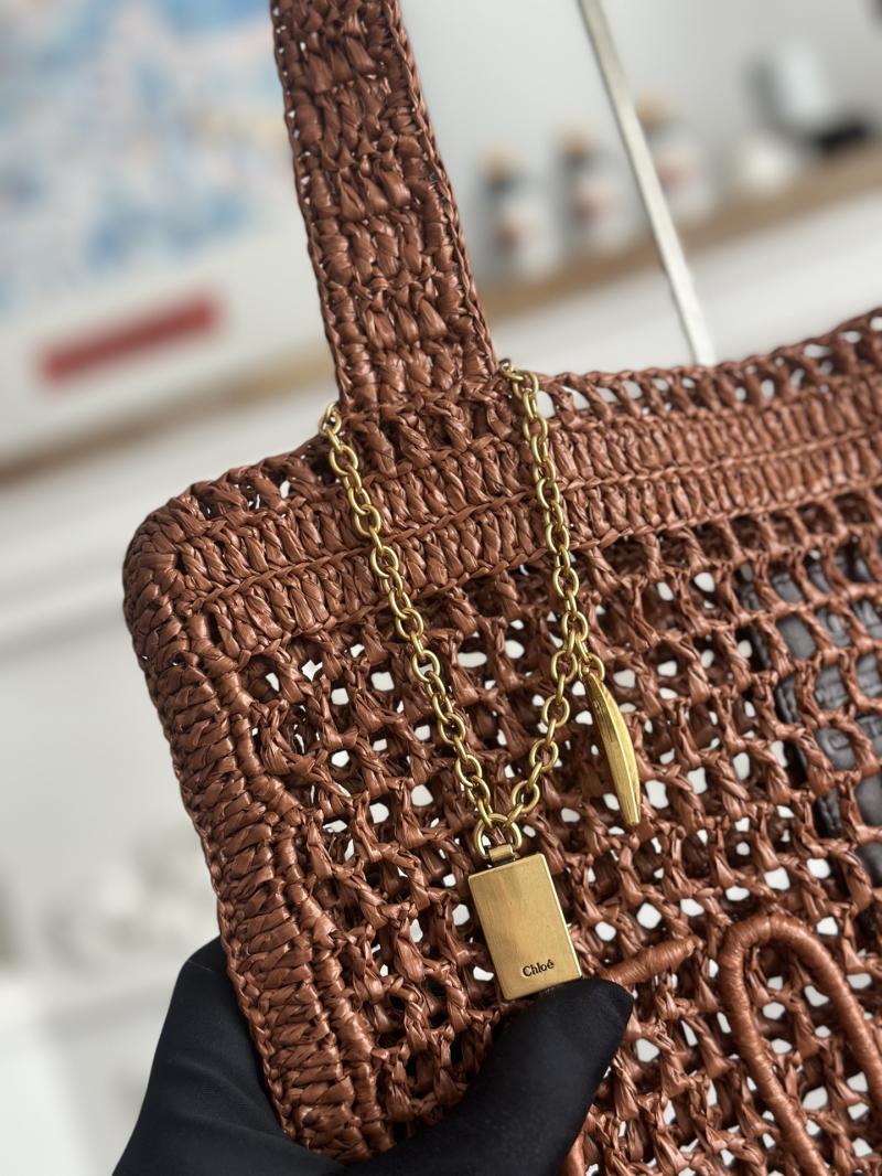Chloe Raffia Summer Banana tote bag Brown CH25U