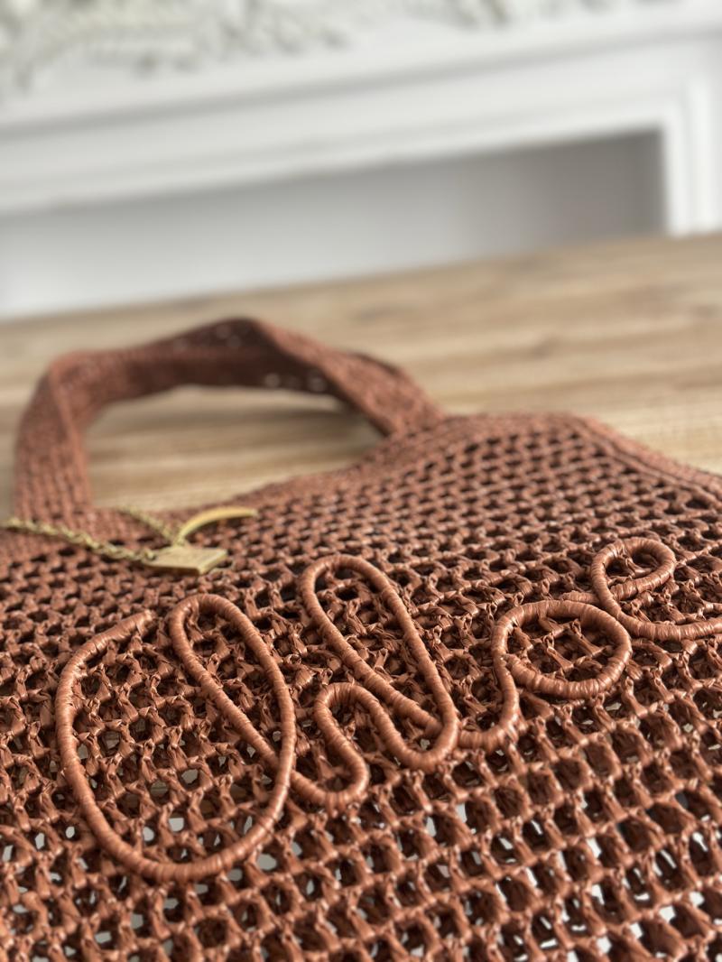 Chloe Raffia Summer Banana tote bag Brown CH25U