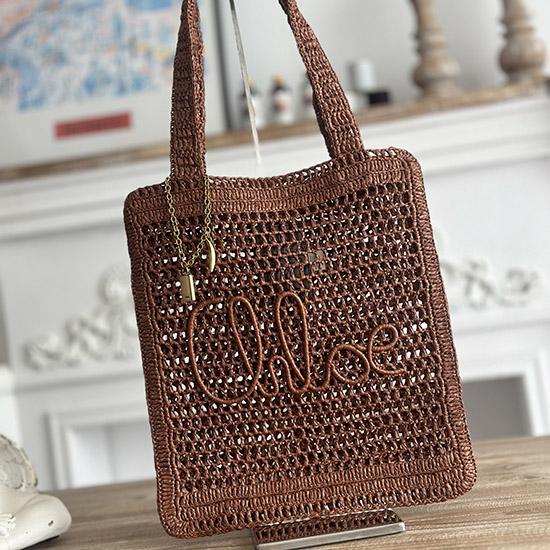 Chloe Raffia Summer Banana tote bag Brown CH25U
