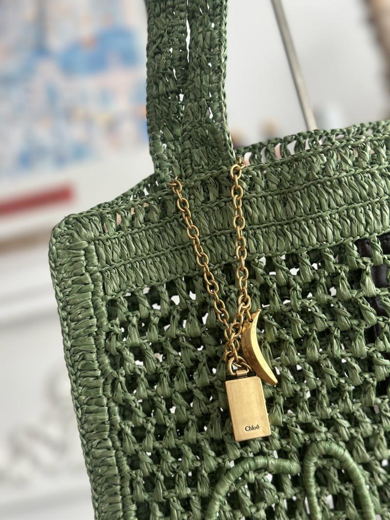Chloe Raffia Summer Banana tote bag Green CH25U
